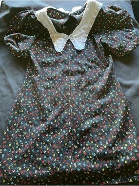 Miss Selfridge Black Floral Knit Dress with White Collar